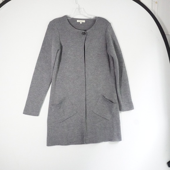 Cocogio Made‎ In Italy Knit Cardigan Sweater Open Front Pockets Gray M - Picture 1 of 8